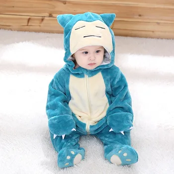 Hot Baby Green Kawaii Kigurumi Pajamas Clothing Newborn Infant Rompers Onesie Animal Anime Costume Outfit Hooded Winter Jumpsuit
