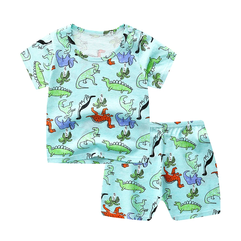 Wholesale Price Boys and Girls suits Cotton  Baby Short Sleeve Kids sets  Children Clothes Cartoon design with Cheap Price