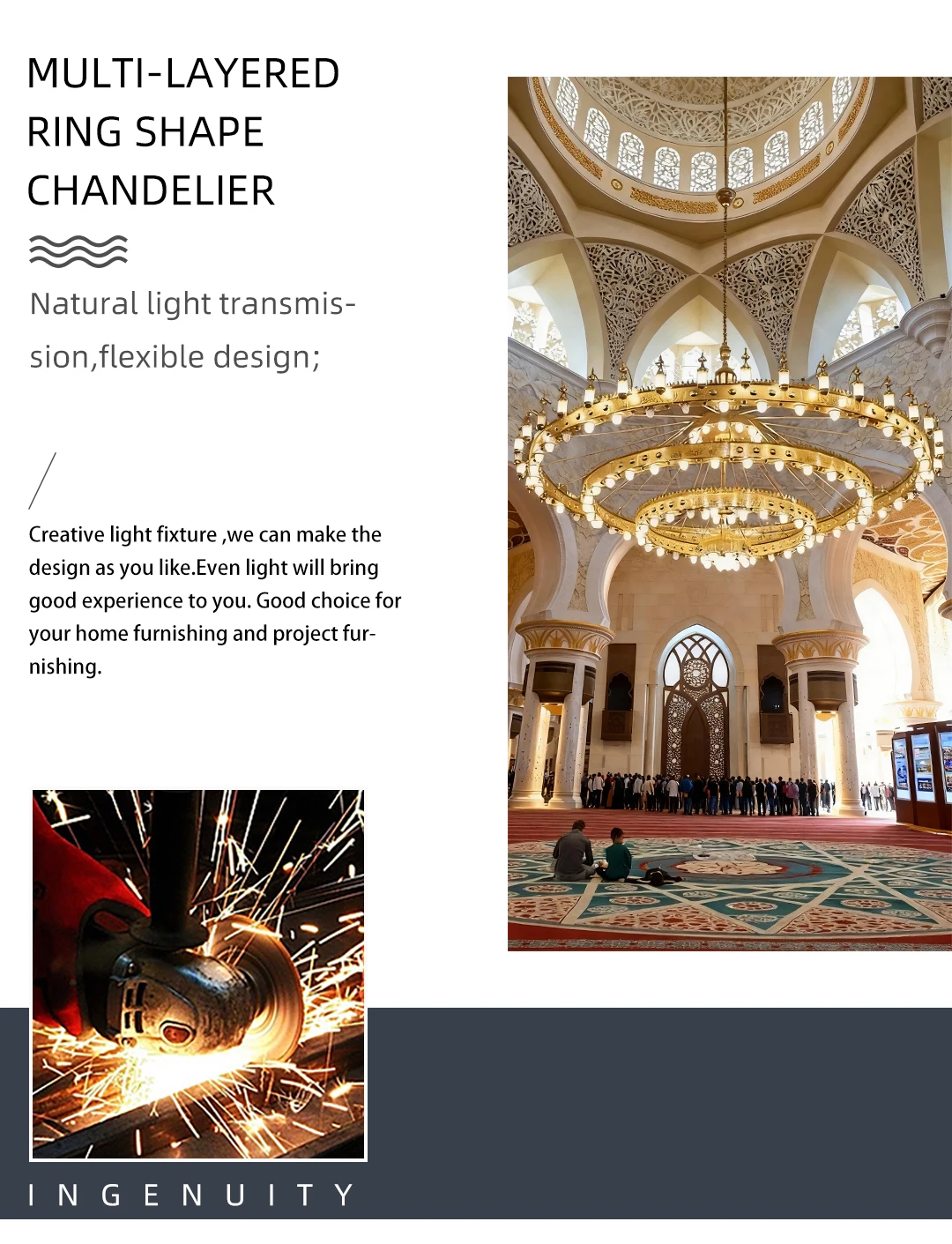 cpl 009 grand mosque lantern chandelier custom multi tiered led lighting for masjid prayer hall-2