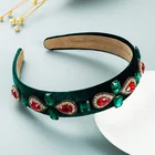 Retro Flower Rhinestone Crystal Pleuche Headbands For Women Girls Party Headdress Hair Accessories