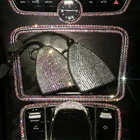 Key Car Headrest Hanger Auto Back Seat Hook With Bling Crystal Rhinestones Leather Key Cover