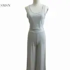 Casual AOMEI Fashionable Solid Color 2 Piece Set Women Clothing Casual Vest And Wide Leg 2 Piece Custom Set