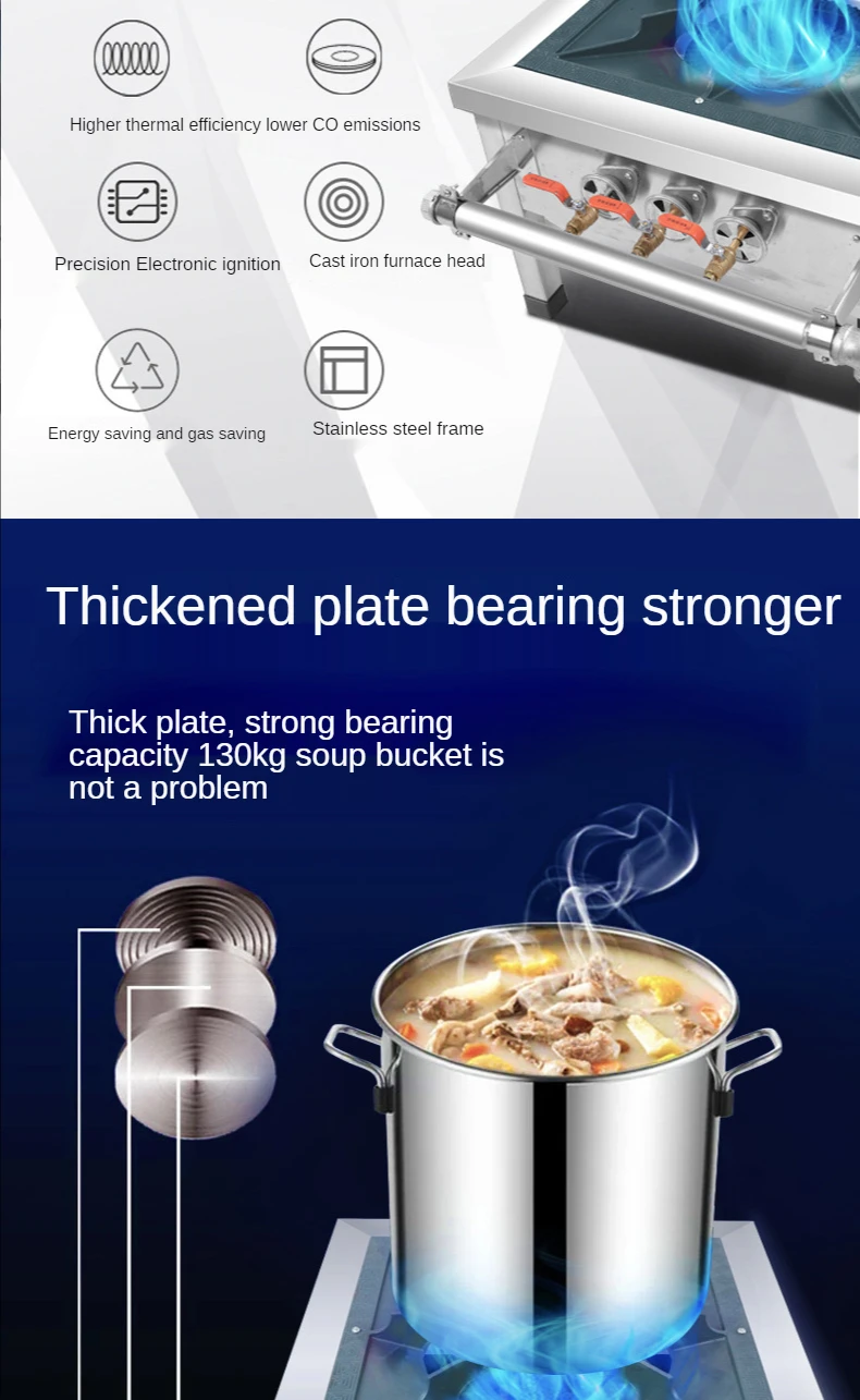 Hotel Restaurant Kitchen Equipment Stainless Steel Gas Stove/ Gas