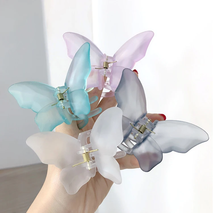 wholesale female 7CM Butterfly-shaped  frosted hair claw for women acrylic hair clip hair  accessories