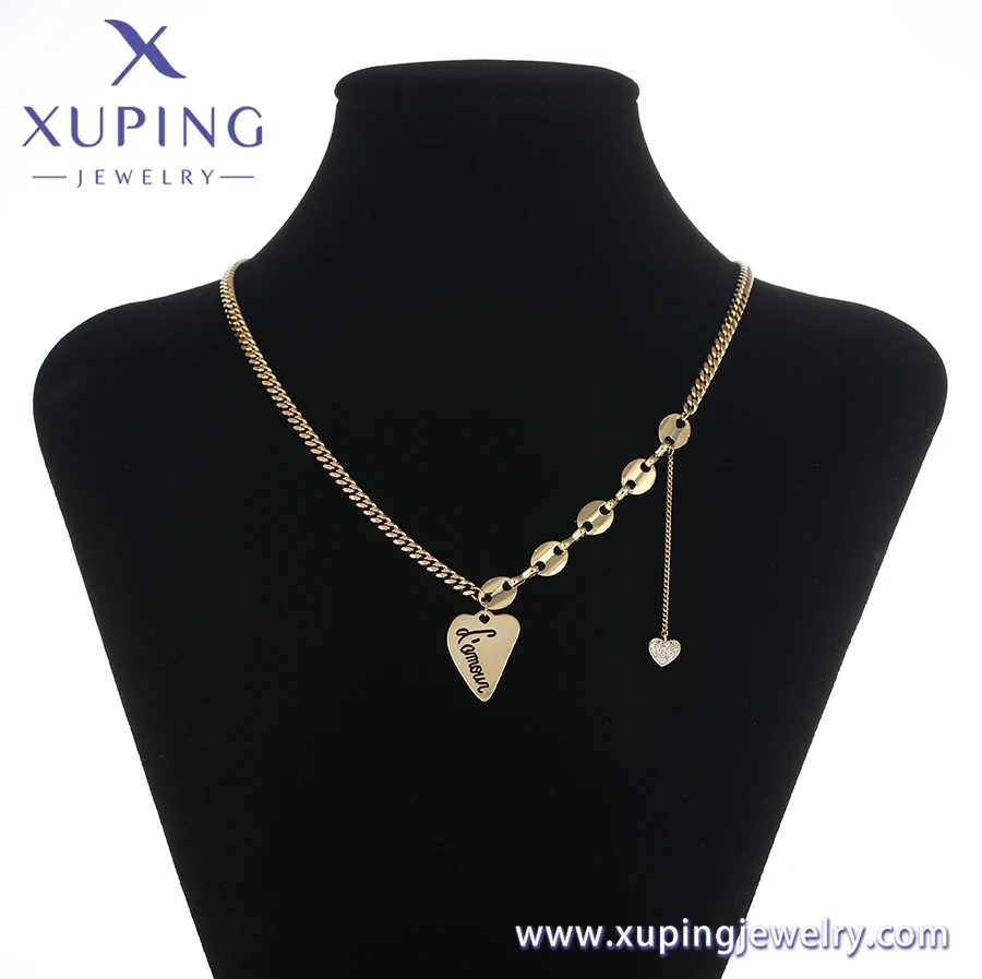 YM necklace-01490  Xuping Jewelry Luxury High Design Heart Pendant Chain 14K Gold Elegant Simple Joyful Necklace