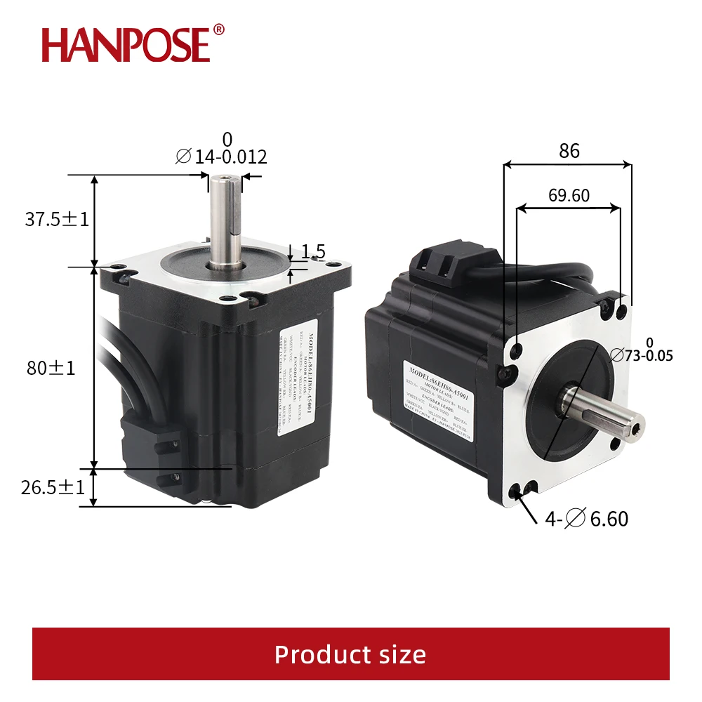 product hanpose high quality nema34 motor 2 phase 18 6a nema 34 hybrid closed loop stepper motor 86eh80-8
