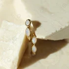 Gemnel Fashion Huggie 925 Sterling Silver Marquis Opal Hoop Earring