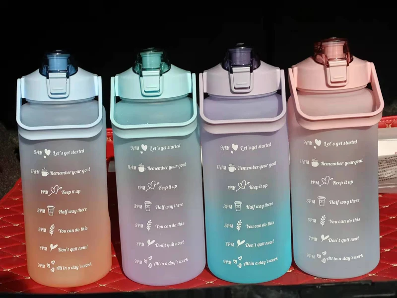 2L BPA FREE Gradient Color Motivational Gym Fitness Sports Tritan Water Bottle