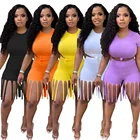 Tassel Women Plus Size 2 Piece Summer Short Tassel Pant Sets Tracksuit 2 Piece Set