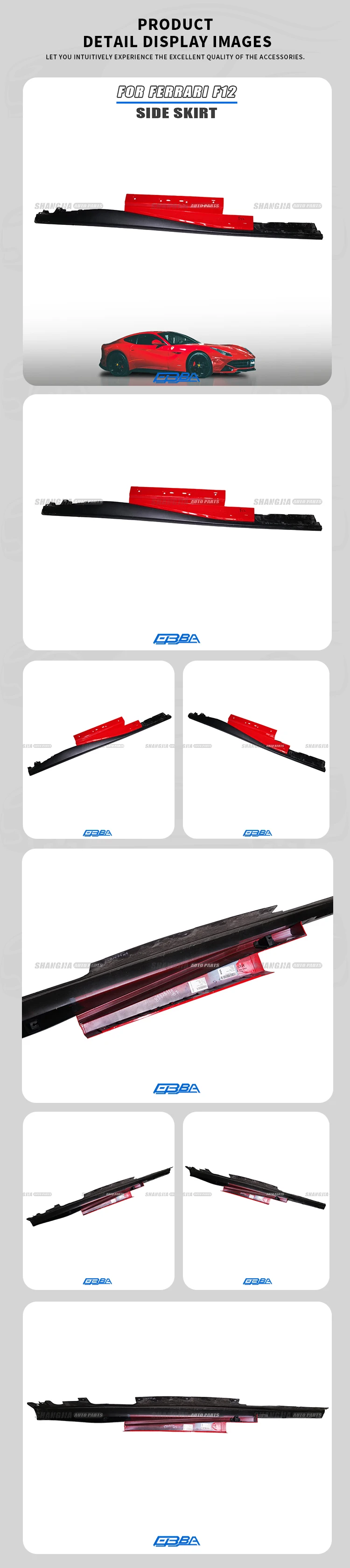Left Or Right Rocker Panel Side Skirt For Ferrari 12 F12 OEM 84306310 84306110 Plastic Material Other Car Body Parts Hot Selling factory