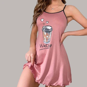 Pure desire camisole pajama for women sexy thin style pajamas spring and summer new sweet teddy bear printed home clothes