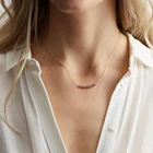 Beads YIWU Female Jewelry 14k Gold 316l Stainless Steel Crystal Beads Pendant Dainty Thin Chain Necklace 2021