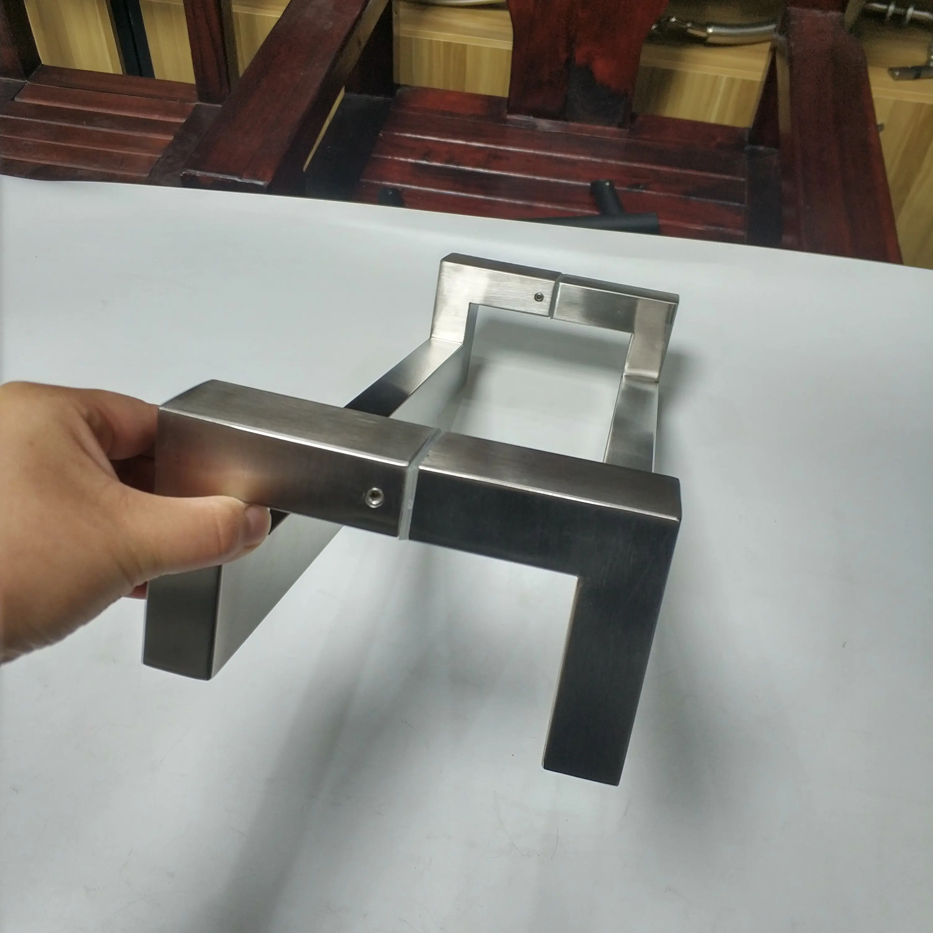 Stainless Steel Interior Door Handle Glass Double Pull Handles Classic Square Door Handle