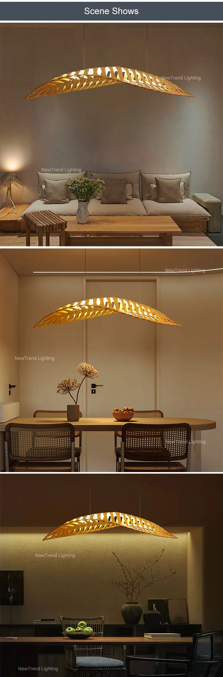 CPL-308 Unique Design Indoor Decoration Chandelier Modern Natural Wood LED Pendant Light manufacture