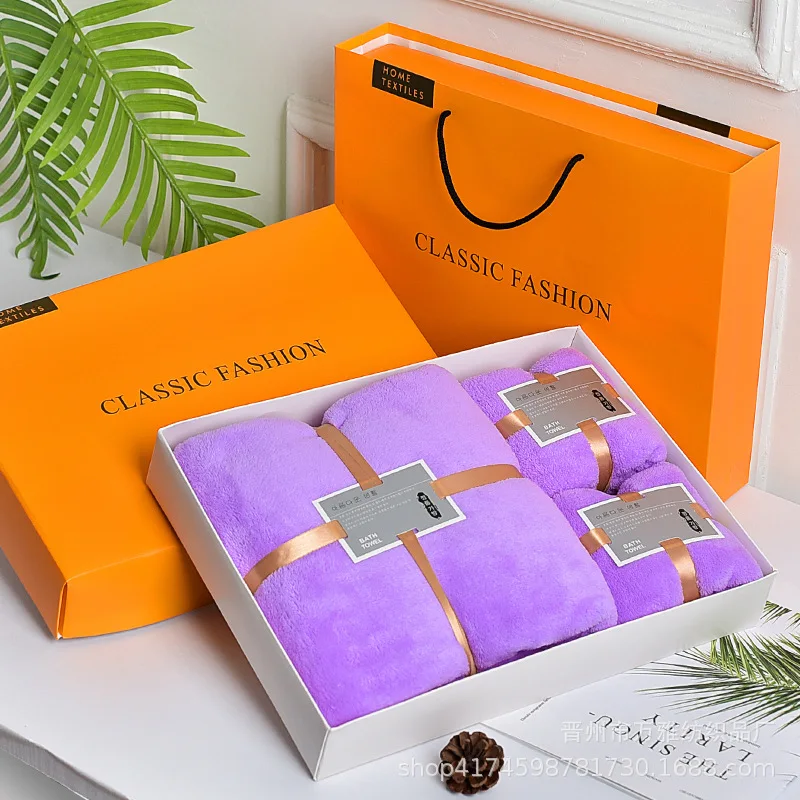 High Density Coral Velvet Hand Towel Bath Towel Gift Set Wedding Gift Business Gift Embroidery Towel Present In Return