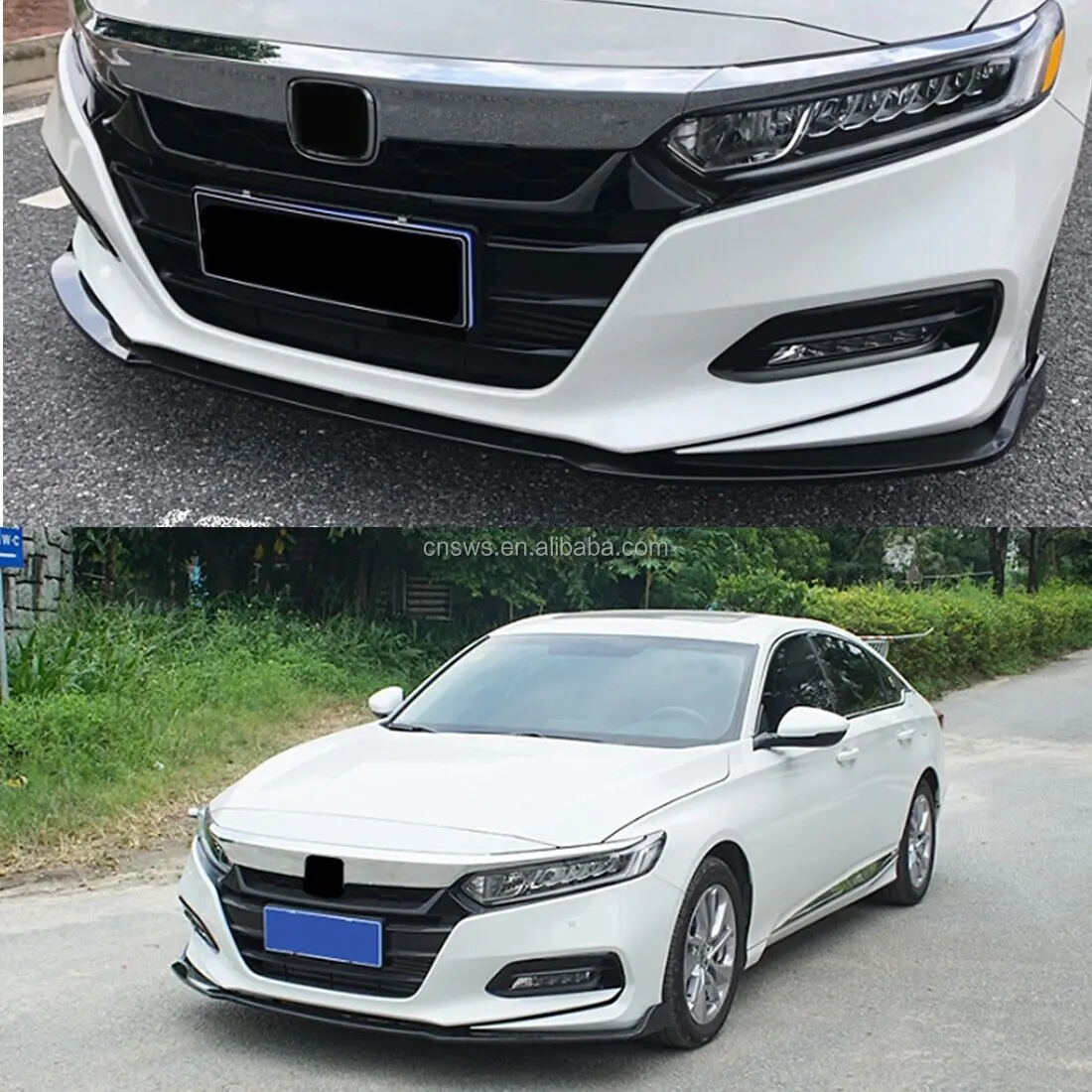 sản phẩm oem phụ tùng ô tô cản trước màu đen bóng bộ chia môi dưới cho honda accord 2018 2019 2020-35