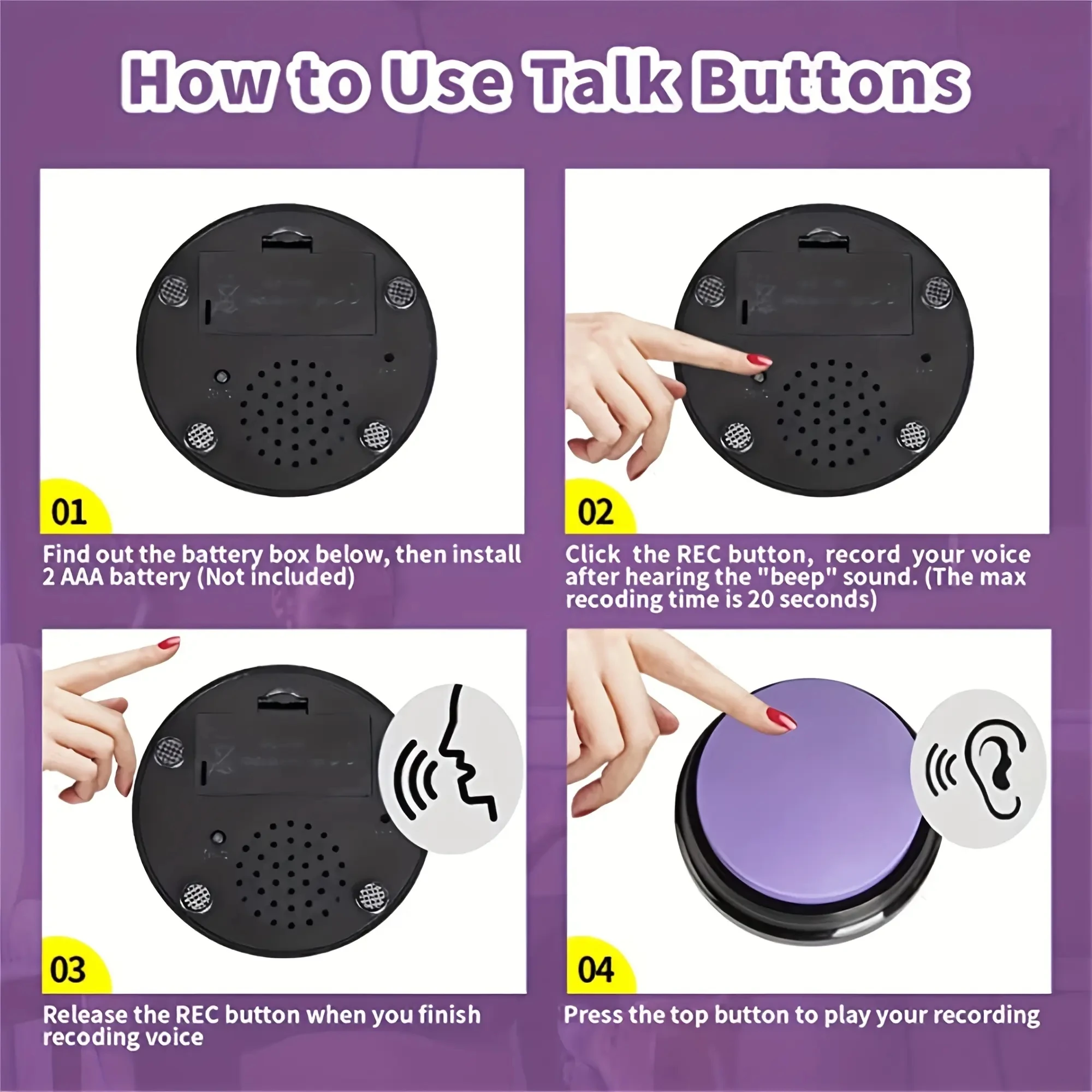 Recordable Pet Toys with Voice Button Recorder Effective Communication Tool for Dog Training