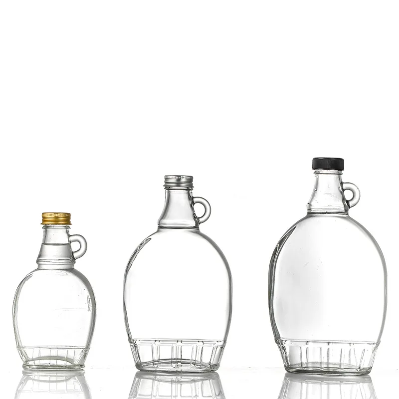 275ml 350ml 500ml New Design Glass Wine Vodka Beverage Drinking Bottle Popular Clear Empty Glass Bottle With Handle
