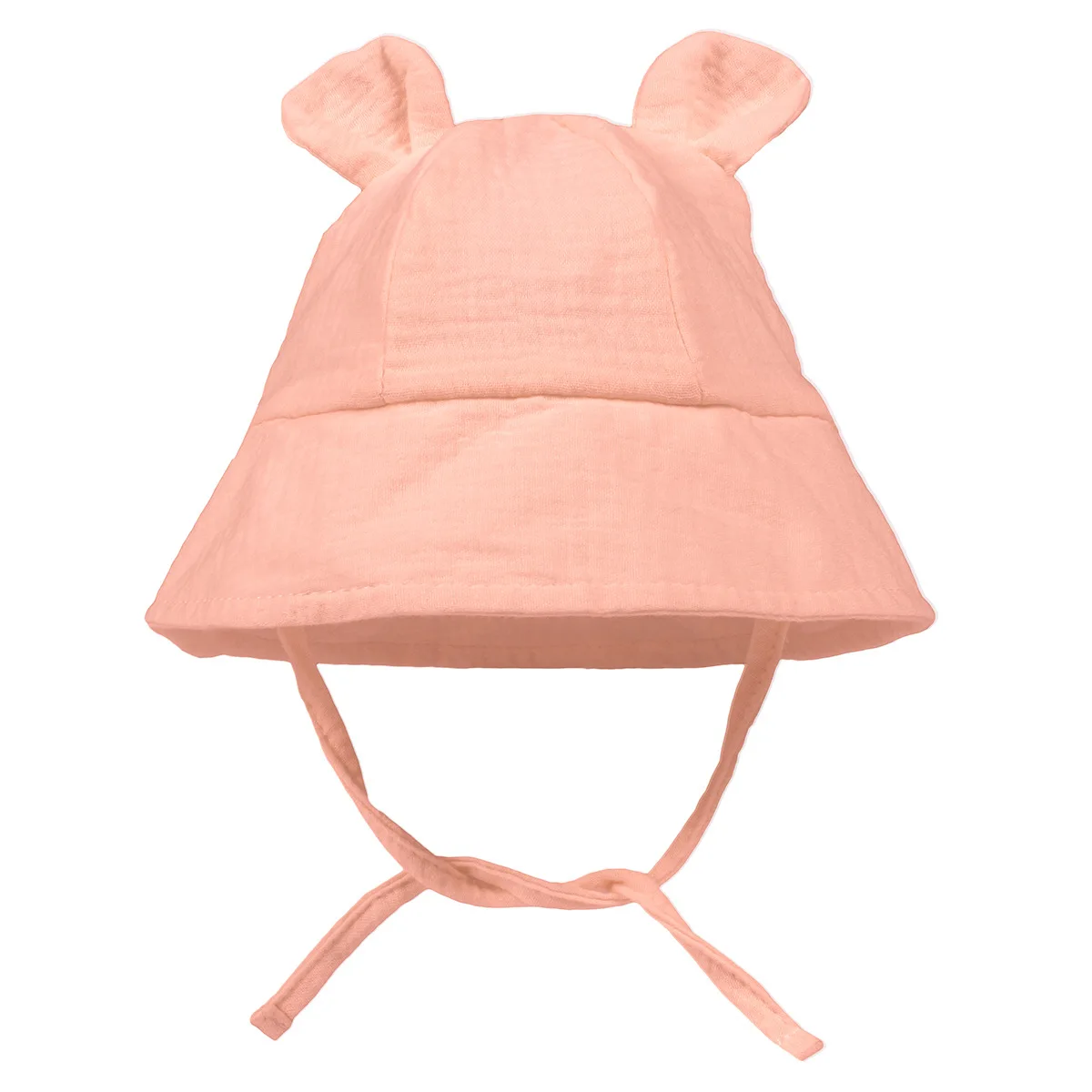Kids Baby Breathable Sun Protection Bear Ear Breathable Muslin 100% Cotton Kids Toddler Fisherman Bucket Hats