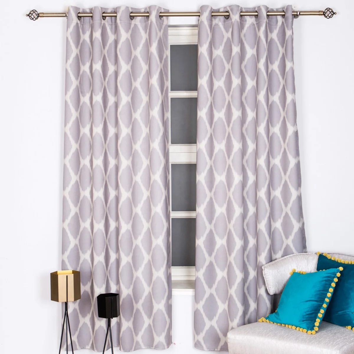 Modern new design geometric jacquard curtain window curtains bedroom living room