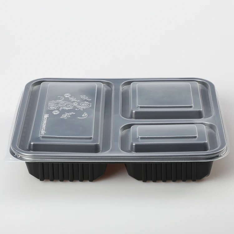 弁当店用3コンパートメント使い捨てプラスチック容器弁当箱食器 - Buy 弁当店の食器、プラスチック製のお弁当箱、3コンパートメント使い捨てお弁当箱  Product on Alibaba.com