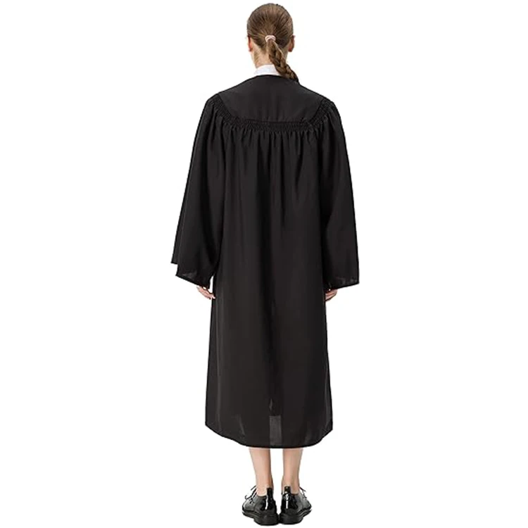 University Unisex Black Fluted Deluxe Bachelor Graduation Gown Robe With Elegant Fluting supplier