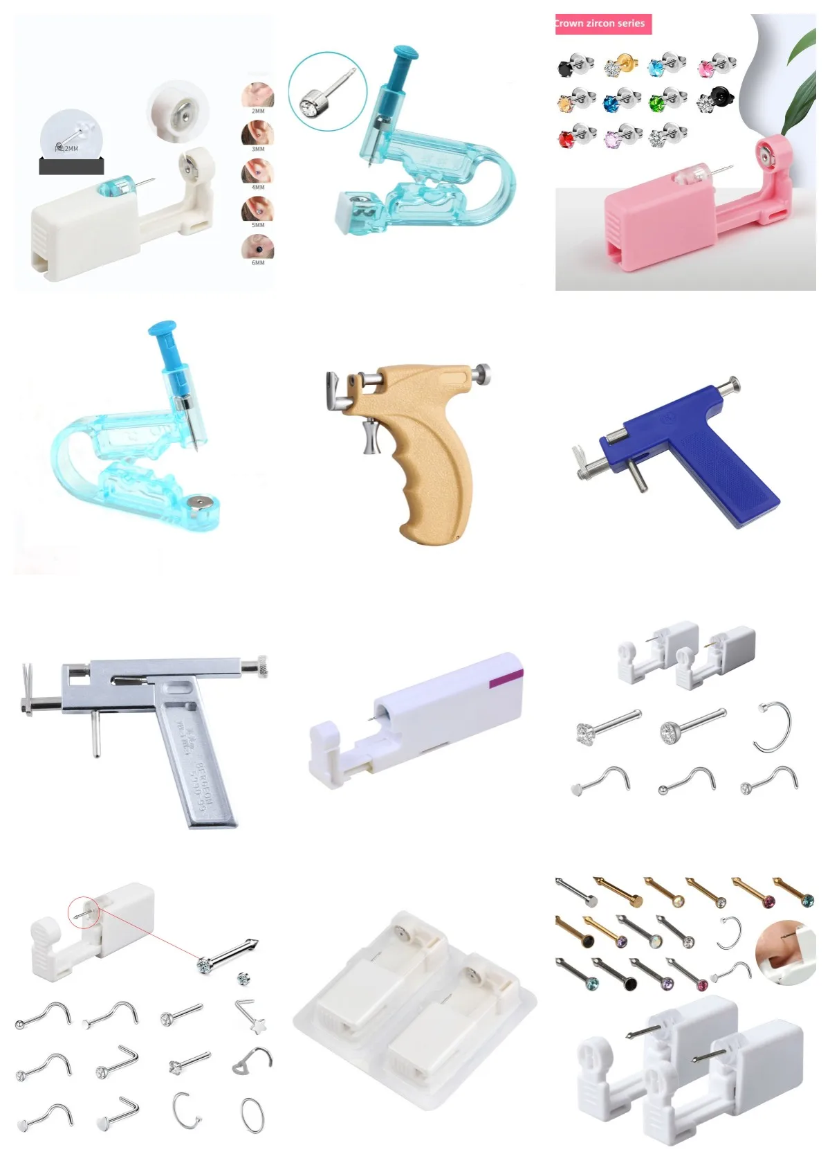 专业可重复使用耳洞枪不锈钢沙龙耳钉穿孔枪