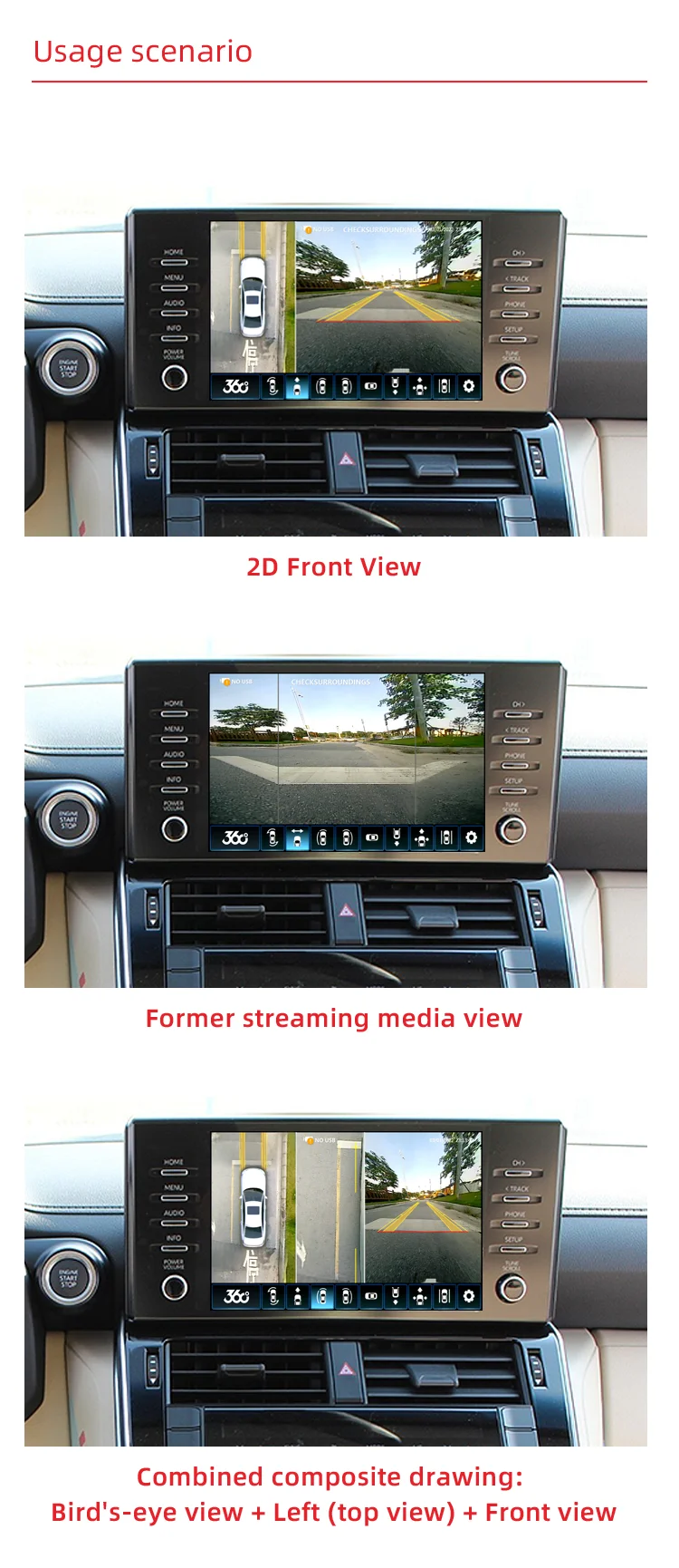 Wemaer 360 Degree Full Surround Bird Eyes View Parking Camera 4 Channel 3D AVM Car Camera System for Toyota Land Cruiser LC300 supplier