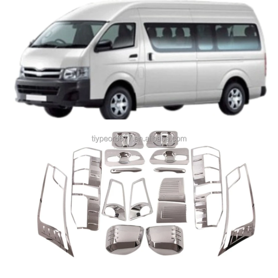 product tiypeor fortoyota hiace 2019 door cup protector handle front fog lamp rear mirror cover gas tank cover exterior trims kit863-3