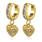 Stud Set Hoop Jewelry Luxury Fashion Crystal Zircon Gold Plated Stud Heart Earring For Women