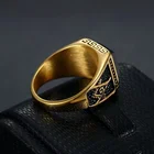 Ring Fashion Stainless Steel Jewelry Black Ring Agate Men's Pattern Ring Gold Ring Big Single Stone Design