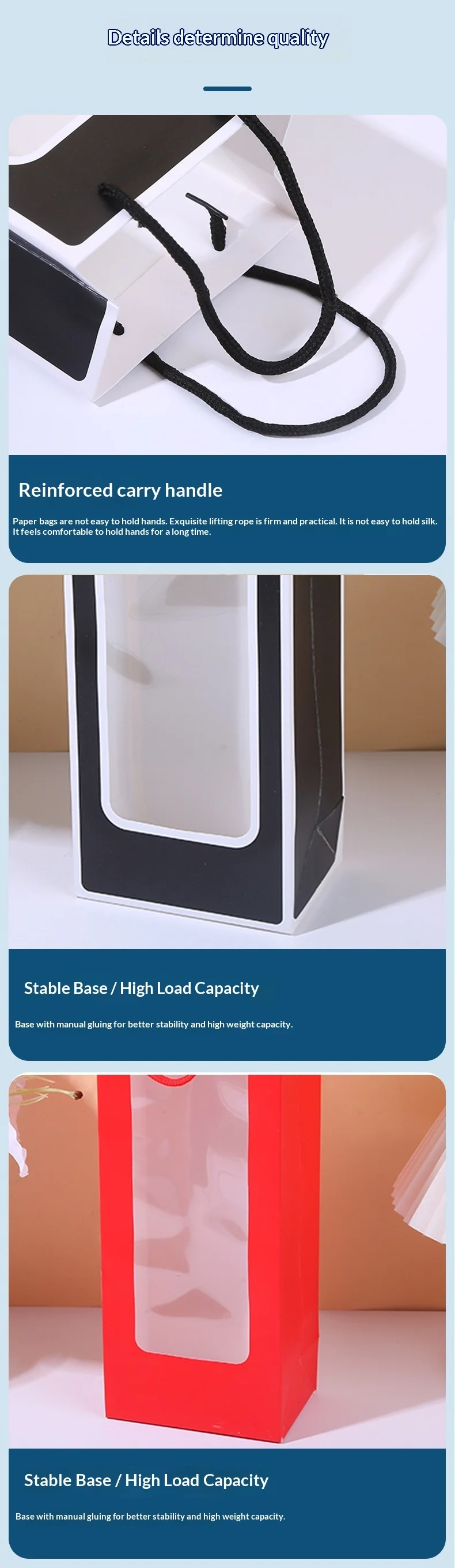 Durable luxury single wine bottle gift bag with art paper transparent window Durable luxury single wine bottle gift bag with art paper transparent window