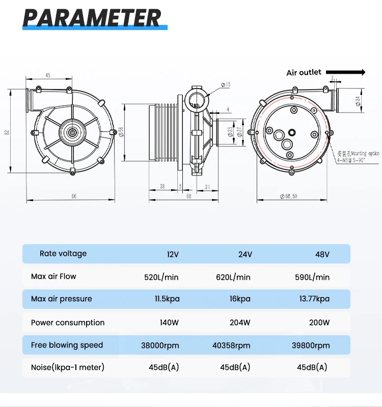 Blower, Brushless, DC 12V - detail 8