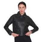 Fashion Leather Jacket 2021 Fashion Spring Black Lady's PU Motor Short Faux Leather Jacket Zipper