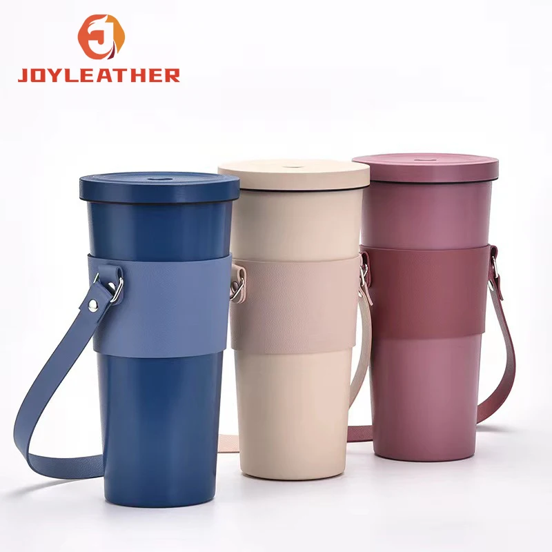 Hot Sale Outdoor Cup Holders Portable PU Leather Cup Sleeves Beverage Drinking Cups Promotion Gifts