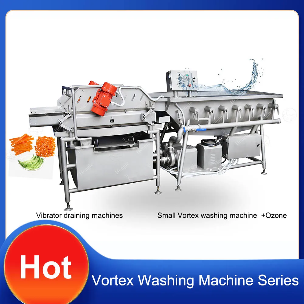 Automatic French Fries Washing Machine for Vegetables Drying Function-Cleaning Red Chilli Stone Dust Vortex Fruit Mushroom Ozone factory