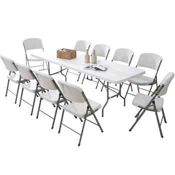Hot sale of plastic chairs and table wholesale folding party wedding banquet tables
