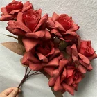 Rose New Arrived Single Stem Silk 7 Flower Heads White Artificial Rose For Event Wedding Decoration
