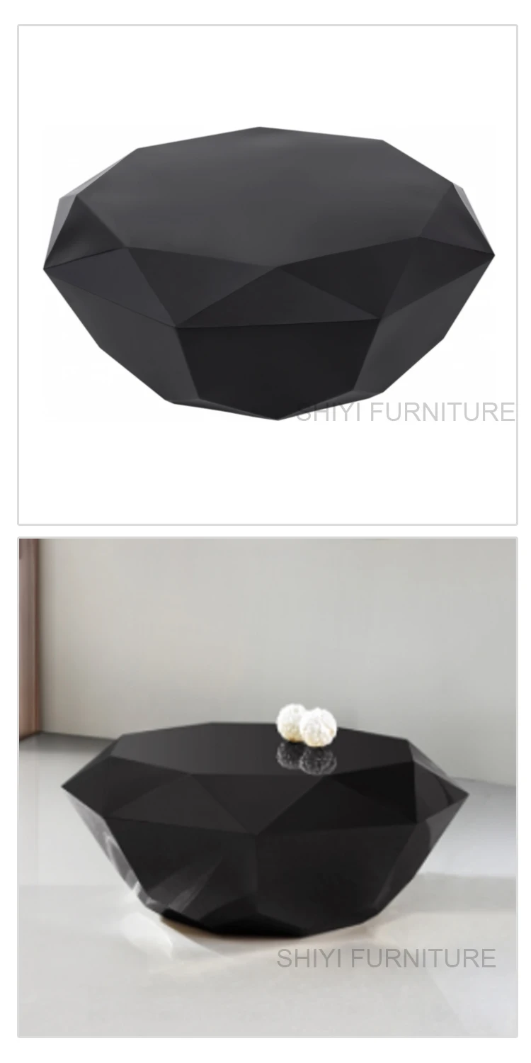 Black steel diamond shape coffee table