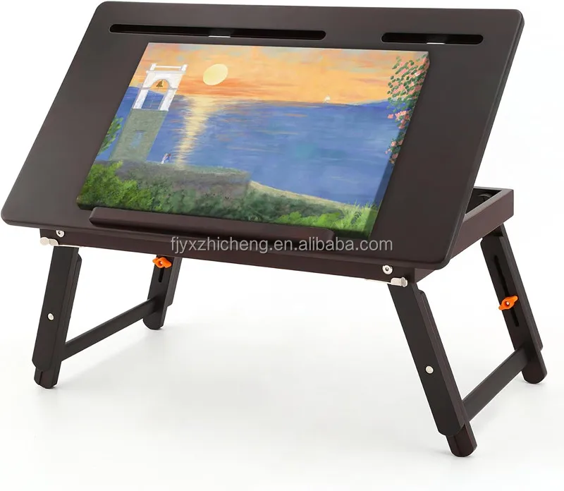 product modern foldable adjustable height angle bamboo drawing board easel tray phone slots multifunction-0