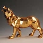 Decorations Figurines Decor Resin Home Decorations Geometric Golden Foil Resin Animal Wolf Figurines