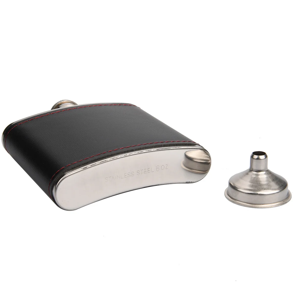 LJJZH435 Wholesale  Leather Wrapped Wine Flask Custom logo 6 oz Stainless Steel Hip Flask set  With funnel