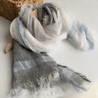 Cotton Scarf Large Scarf New Fashion Korean Plain Natural Cotton Linen Scarf Casual Crinkle Large Shawl