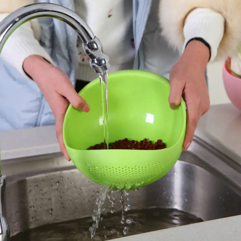 Hot selling Plastic Rice Beans Peas Washing Filter Strainer Basket Sieve Drainer Cleaning Gadget Kitchen Accessories