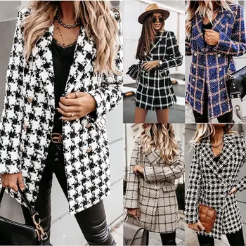2022 Causal Spring Print Lapel Medium Length Printing Women Jacket And Coat Lady Fashion Clothing