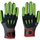 Gloves 13G HPPE Liner Palm Coated With Sandy Nitrile Reinforcement On Thumb Crotch TPR On Back Velcro Finished Gloves