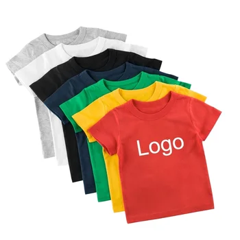 Custom Logo 2-14Y Kids T-Shirt with Quick Dry Feature Screen Printing Puffy Sleeve Cotton Plain Boys T-Shirts for Kids