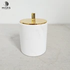 Candle Holders Custom White Marble Stone Candle Jar Holders Containers With Lid Marble Home Decor
