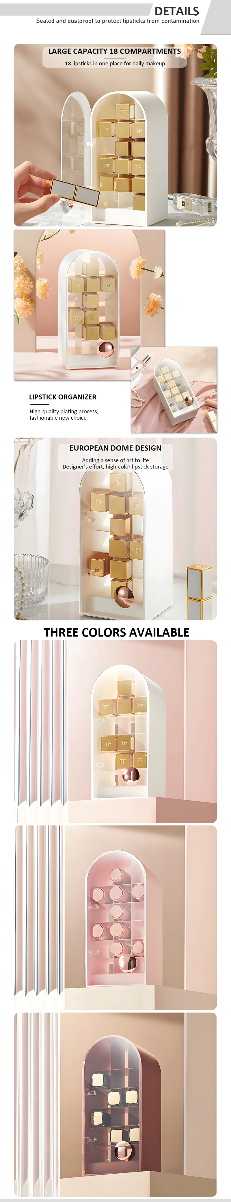 product dustproof lipstick organizer lip balm holder shelf rack 18 slots lipstick storage box lipsticks display stand411-6