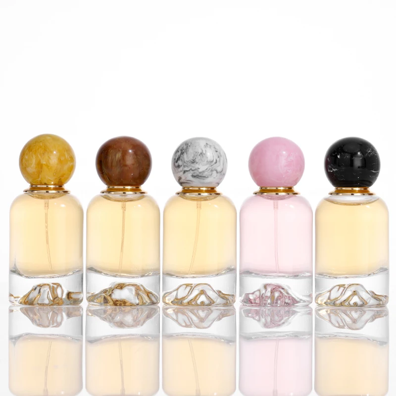 Unique Thick Bottom Transparent Refillable Spray Glass Travel Spray Pump Perfume Bottle With Round Cap